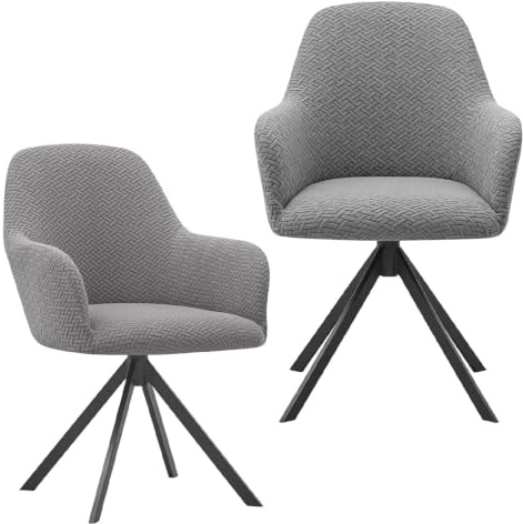 2er Set Stuhlhussen mit Armlehne, Stretch Stuhlbezug Universal Abnehmbar Stuhlbezug Waschbar, Elastische Stuhlbezüge für Haushalt Esszimmer, Büro, Restaurant, Hotel Bürostuhl Drehstuhl (Hellgrau)