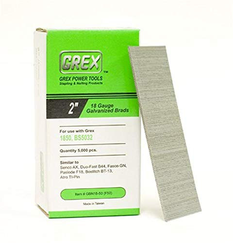 GREX GBN18-50 18 Gauge 2-Inch Length Galvanized Brad Nails (5,000 per Box)