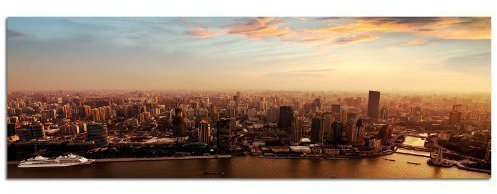 PANORAMA BILD in 150x50cm TOP Bilder! (MEGACITY SKYLINE) Wandbild xxl günstig & modern ART PRINT Wandbilder Bilder EXKLUSIVES Fotowandbild auf Leinwand und Keilrahmen Bild Leinwandbild Fotodruck modern Zeitlos Stilvoll wie ein Gemälde Ausführung schöner Kunstdruck auf echter Leinwand als Wandbild mit Rahmen. Preiswerter als Ölbild Gemälde Foto Poster Plakat mit Bilderrahmen.
