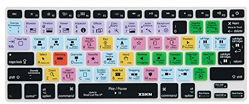 XSKN FCPX Tastaturschutz Final Cut Pro X 10, Silikon-Tastaturabdeckung für MacBook Air 13, MacBook Pro 13, 15, 17, Retina (US- und europäische ISO-Tastatur)