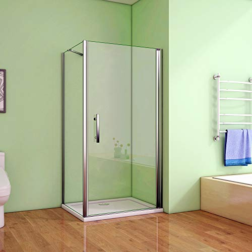 Duschkabine 100x80cm Duschabtrennung Duschtür Drehtür Duschwand Seitenwand NANO Glas 195cm