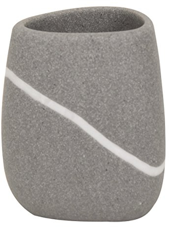 MSV Zahnputzbecher Zahnbürstenhalter Zen 8x8x13 cm Steinoptik - Grau