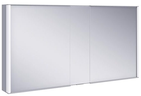 KEUCO Royal Match LED Spiegelschrank mit 2 Türen, 130 cm, Made in Germany, Vorbau, Aluminium-Korpus, Seiten verspiegelt, Beleuchtung dimmbar