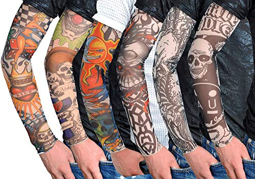 HugeStore 6 Stück Temporäre Gefälschte-Slip Tattoo Sleeves Arm Strümpfe Strümpfe Tätowierung Anziehen Kostüme Set E