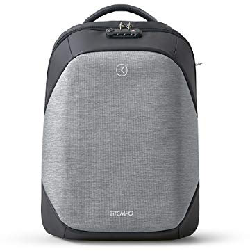 Intempo Zaino Antifurto Versatile Tekniko Big in Tessuto Idrorepellente Antistrappo, Cavo Telescopico Antifurto, Chiusura con Combinazione, Presa USB Esterna, Dimensioni 34 x 46 x 16 cm, Colore Grigio
