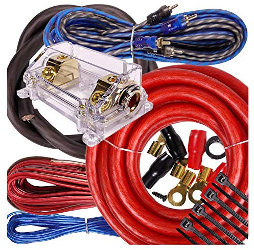 Kit di cablaggio completo da 5000 W a 8000 W, gravità, 0 gauge, amplificatore PK2 0 Ga, rosso, per installatore e hobbista fai da te, perfetto per auto/camion/moto/camion/ATV