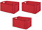 1a-TopStore 3 Stk. Transport-Stapelkasten TK632-0, rot, 600x400x320 mm (LxBxH), aus PP, Volumen: 61 Liter, Traglast: 60 kg, lebensmittelecht, made in Germany, Industriequalität