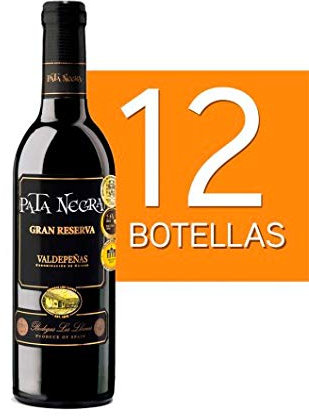 Vasara Lote de 12 Botellines Botellas Vino Pata Negra Valdepeñas Gran Reserva 375ml