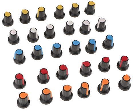 30x Kunststoff Poti Knöpfe Für 6mm Potentiometer Drehschalter Encoder 5 Farben
