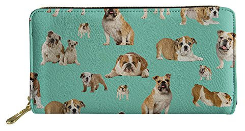 Woisttop Damen-Geldbörse aus Leder mit niedlichem Tiermotiv, Bulldog Green (Grün) - Woisttop