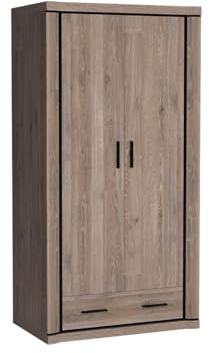 Mirjan24 Kleiderschrank Mannar M-20, Drehtürenschrank, Garderobenschrank mit Kleiderstange, Schrank für Diele & Flur, Schlafzimmer Schrank, Farbauswahl (Eiche Trüffel., ohne Einlegeplatten)