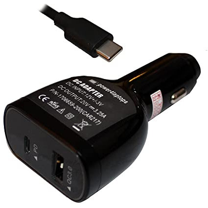 Power4Laptops DC Adapter Laptop Car Charger Compatible With Lenovo ThinkPad P15s 1st Gen