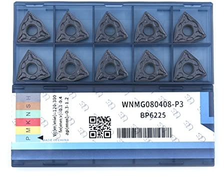 WNMG080408 wnmg432 Inserti a Carburo di Tungsteno,Taglienti Tornitura Indexabili per Acciaio Inox e Ghisa, Utensili Tornio CNC,10 Pezzi