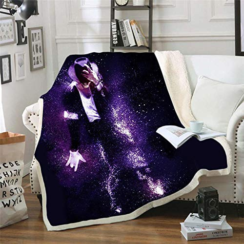 LNXSESN Kuscheldecke Michael Jackson Lila Decke Flanell Lammwolle Fleecedecke Doppelseitiges Design Kuscheldecke Flauschig Decken Weich Sofadecke Pflegeleicht Blanket Wohndecke 150x200cm