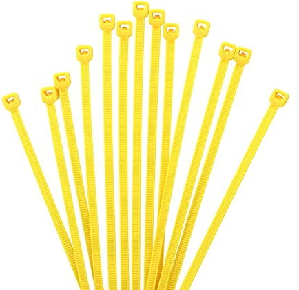 XINGO 1000 Stück Kabelbinder Gelb, 150mm x 2,5mm, 8,1 kg Zugfestigkeit, kleine Größe, UV Beständig Set für Zur Ordnung von Kabeln, Gartenarbeit, Hause, im Büro, der Garage