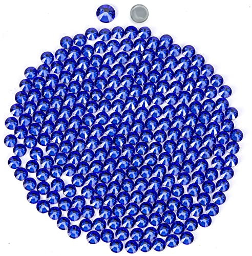 2160 Hotfix-Strasssteine,Flatback Glitzersteine Stones, Glas, runde Kristalle Strasssteine, Edelsteinezum Basteln, für Kleidung, Schuhe, Taschen, DIY-Dekoration,Sapphire,SS20,4.6MM-4.8MM