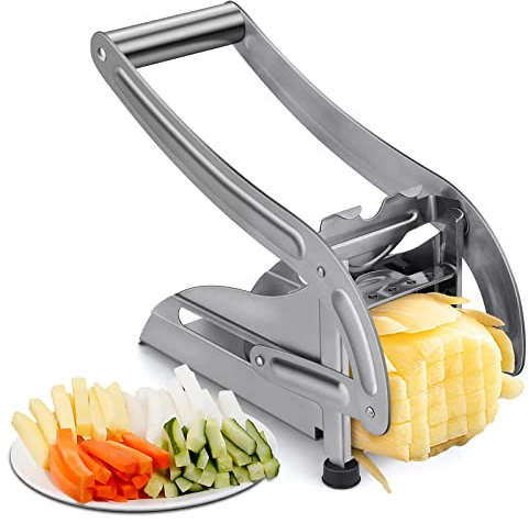 95Street Coupe Frite Professionnel,Coupe Frite avec des 2 Lames Technologie Antidérapante, Coupe-Légumes, Accessoires pour Friteuse, Coupe Frites Manuel