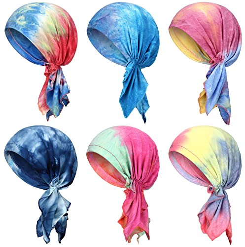 Geyoga 6 Stück Frauen Baumwolle Hut Turban Beanie, vorgebundene Headwraps Kopfbedeckung Schals Beanies Covers Stretch Schlaf Turban Hut