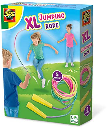 SES Creative 02244 - Outdoor-Spiel: XL-Springseil 5 Meter in Neonregenbogenfarben