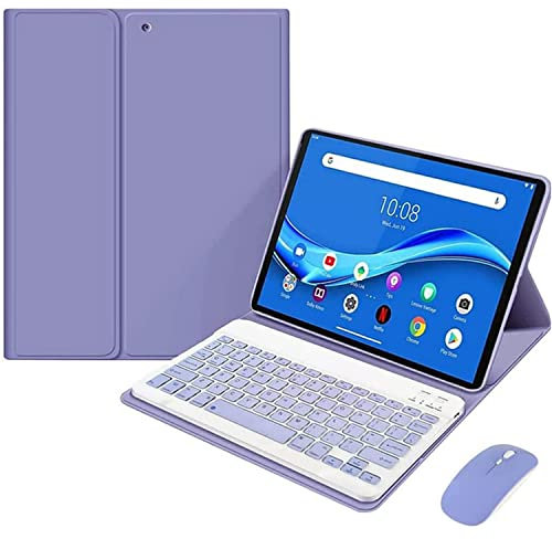 ERY Funda De Teclado para Xiaomi Pad 5/Pad 5 Pro 11 2021 con Ratón Magnético Desmontable Teclado Español Ñ Inalámbrico Parte Trasera De TPU Suave, Funda Tipo Libro Delgada Y Ligera,Púrpura