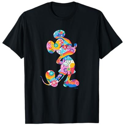 Disney Mickey Mouse Pride Pose Rainbow Icon Fill Doodles T-Shirt