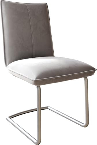 Schwingstuhl Lelio-Flex Freischwinger rund Edelstahl Samt Grau Taschenfederkern