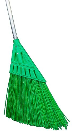 Xifando Courtyard Broom/Heavy-Duty Broom Long-Handled Commercial Broom Angle Broom for Outdoor Courtyard Garage Lobby Mall Market Floor(Grey+Green)