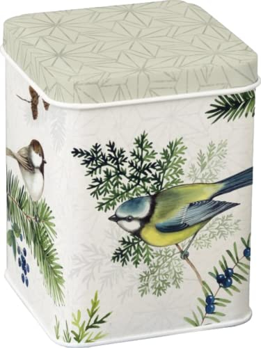 Garden Birds - Retro/Vintage Style Square 100 g Tea Caddy/Kitchen Storage Tin - 10 cm