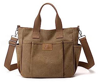 CORIOS Canvas Schultertasche Damen Handtasche Große Kapazität Umhängetasche Casual Henkeltaschen Multifunktionale Tote Beutel Tragetasche für Shopper Arbeit Reise Kaffee