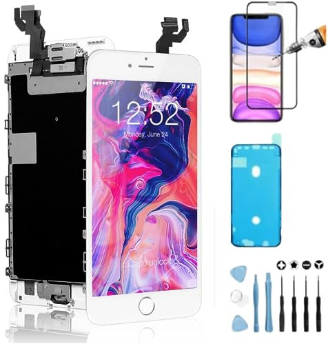 Iteek Écran pour iPhone 6s Plus Blanc 5,5 Pouces (A1634, A1687, A1699) Remplacement LCD Tactile Digitizer avec Kit de Réparation, Film Protecteur