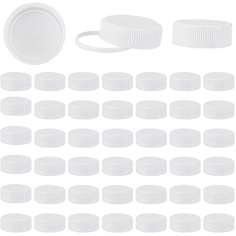 OLYCRAFT 50Pcs Bouchon à visser Couvercles de stockage pour bouteilles Diamètre intérieur 38mm Bouchons de bouteille en plastique Bouchons à vis blancs pour bouchons de distributeur de bouteilles