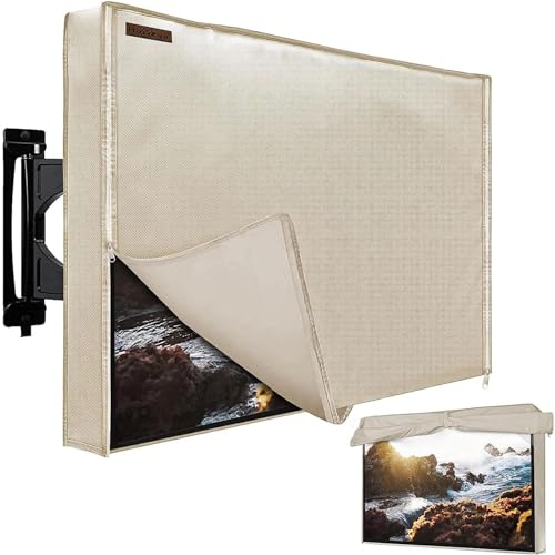 Outdoor TV Abdeckung 71-75 Zoll, HOMEYA 600D Heavy Duty Wasserdicht & Wetterfest TV Displayschutzfolie mit Doppelreißverschluss, Klettverschluss Dichtung, Passend für die meisten TV-Halterungen und