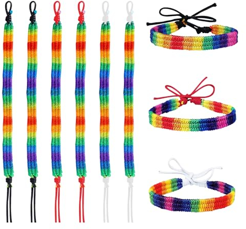 haierdidi 9 Stück Lgbt Pride Armband Freundschaftsarmbänder Geflochten Regenbogen Gewebte Armbänder Gewebte Armbänder Regenbogen Handgefertigte Verstellbare Freundschaftsarmbänder
