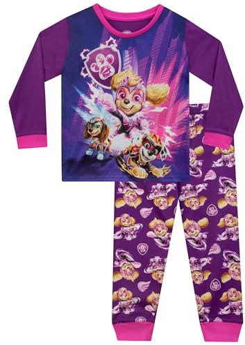 PAW PATROL Schlafanzug | Liberty, Marshall, Skye Schlafanzug Mädchen | Mighty Movie Mädchen Pyjama | Lila 98