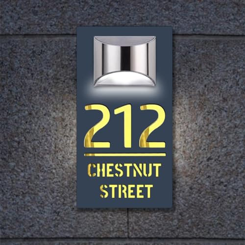 Numéro de maison solaire lumineux à LED personnalisable,Lumière plaque numero maison exterieur Personnaliser,Découpée Au Laser Plaque De Numéro De Rue pour Appartement Hôtel Porte,Rectangle