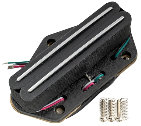 Musiclily Pro TL-DPLA Alnico 5 Rail Blade Humbucker Tonabnehmer Single Coil Format Bridge Pickup Low Output 6,2K für Tele Style E-Gitarre, Schwarz