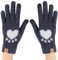 TAGVO Damen Touchscreen Süß Strickhandschuhe, Warme Thermo Dehnbare Winterhandschuhe Winddichte, Kunstpelz Plüsch Katzen Handschuhe mit Elastisch Manschette Blau-lang