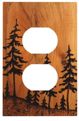 Farm Mountain Country Wood Forest Pine Tree Wood Woodland 1-Gang Duplex Buchse Wandplatte Jumbo Steckdose Abdeckung Dekorative Jumbo-Größe Dekorateur Lichtschalter Blende Steckdose Abdeckung