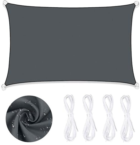 LATRAT Voile ombrage, Toile Ombrage Imperméable, Toile d'ombrage Respirant 95% Protection Rayons UV pour Jardin, Terrasse, Extérieur (Gris, Rectangulaire)