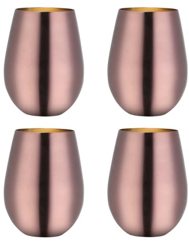Buyer Star Juego de 4 copas de vino de acero inoxidable 304, vasos grandes de vino sin tallo de 17 onzas, vasos de metal 100% irrompibles y sin tallo para el hogar y al aire libre, aptos para
