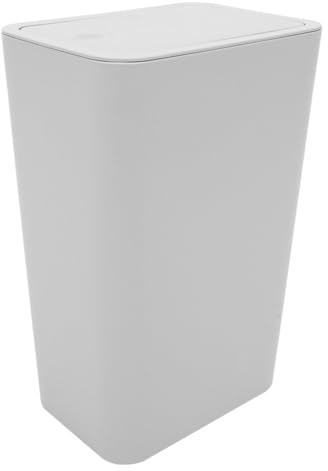 QTTYREV Mülleimer, rechteckiger Mülleimer aus Kunststoff, 12 l, schmal, mit Druckdeckel, für Badezimmer, Gästetoilette, Schlafzimmer, Zimmer, Büro