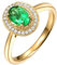 Bishilin Gold Ringe Frauen 585 18K Echtgold, Trauring Damen Einzeln Halo mit 0.8ct Oval Smaragd Eheringe Verlobungsring Nickelfrei Größe64 (20.4)