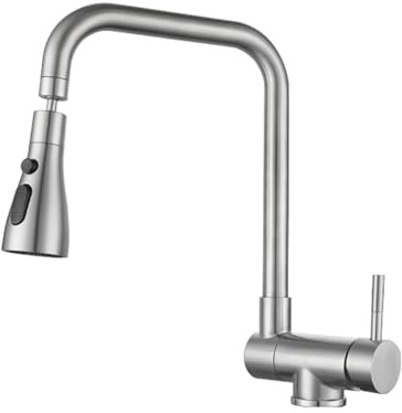 XJTNLB Robinet Cuisine Rabattable Brossé Sous Fenetre Mitigeur Cuisine en L Robinet évier de Cuisine Get, Mitigeur Monocommande 2 Jets Robinet Pliant Cuisine-Trois Modes