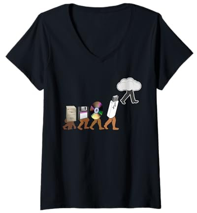 Mujer 90's Technology Decade Old Gadgets Retro Vintage Tech Camiseta Cuello V