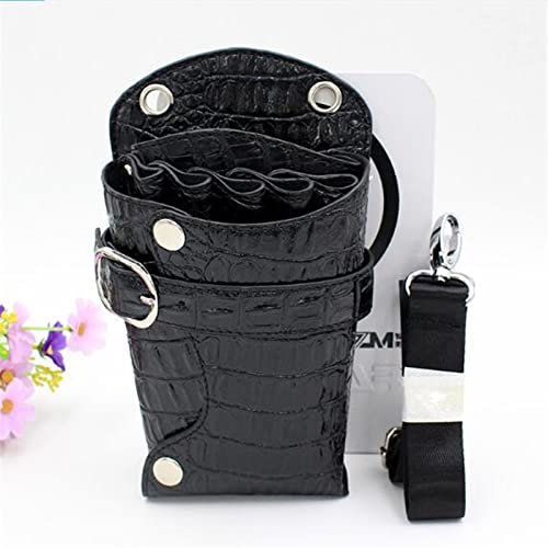 JXXUIRUIEEN Astuccio per Forbici da Parrucchiere Borsa Forbici Professionale in Pelle PU con Tasca(Schwarz)