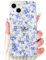 NITITOP Compatible with iPhone 13 Case Cute Clear Flower Floral Pattern Design for Women Girls Slim Soft TPU Shockproof Protective Girly Phone Cover - Blue