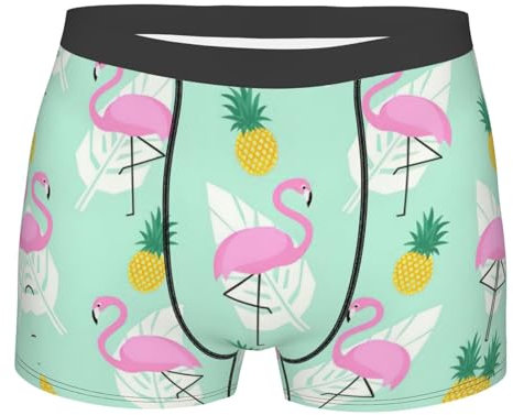 Boxer Homme Ananas Flamants Roses Sports sous-Vêtements Coupe Élastique sous-Vêtement Respirant Caleçons Boxeurs pour Hommes, pour Homme, Petit Ami, 2XL