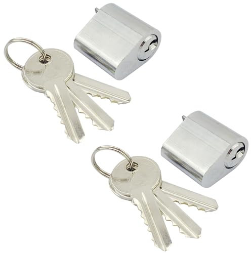 Supertool 2 x Aluminium-Feuerschutztür-Schließzylinder mit Schlüsseln, Sicherheitsschloss, Schlüsselersatz, Zylinderschloss in Silber für Feuerschutz-, Gewerbe- und Einkaufszentren