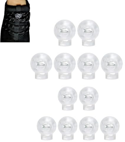 Dolaso 10PCS Plastic Cord Lock Stopper End Spring Stop Toggle Fastener Stopper Rope End for Drawstring Clothing, Shoelace, Bag, Camping Clear
