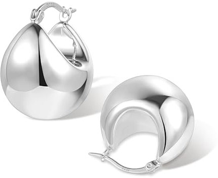 ALEXCRAFT Dicke Tropfen Ohrringe Silber 925 Creolen Damen Chunky Silver Hoop Earrings für Frauen Freundin Mama Mädchen